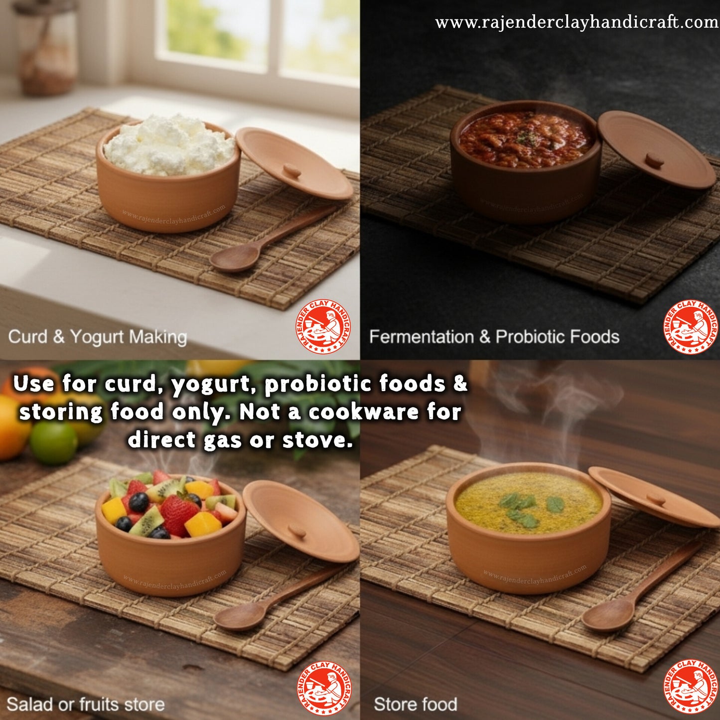 Flat Curd Pot for Dahi by Rajender Clay Handicraft – Handmade Traditional Clay Pot