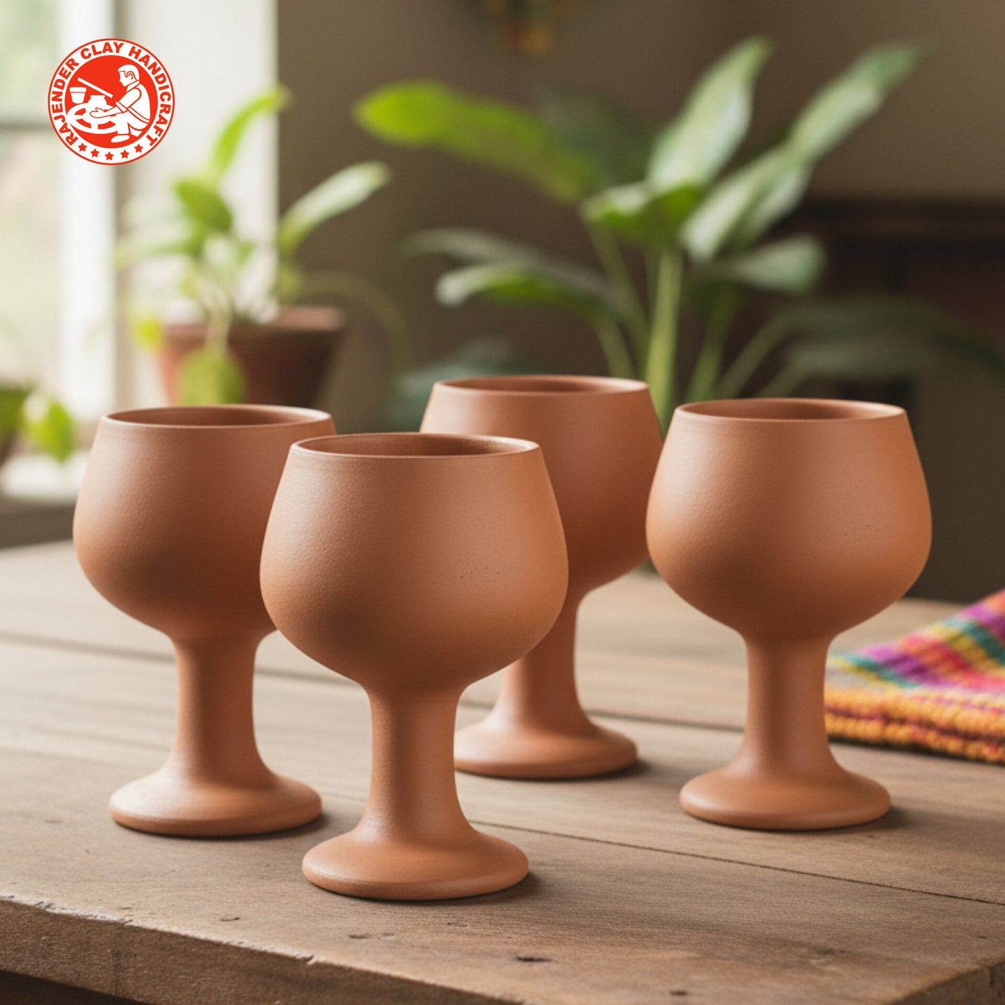 Handmade Tulip Glass by Rajender Clay Handicraft | Natural Earthen Drinkware | Eco-Friendly Mitti Glass for Water, Milk, Juices, Lassi & Beverages | Traditional Clay Glass for Regular Use