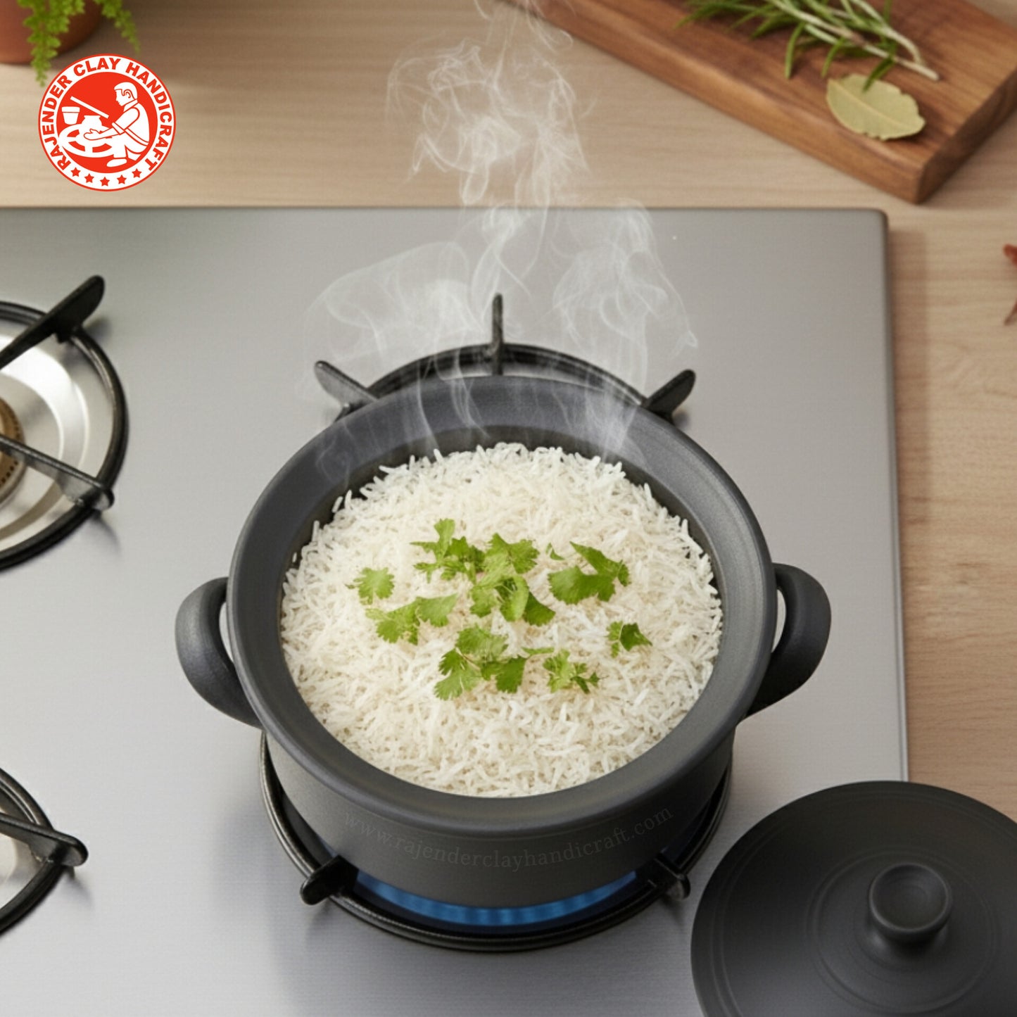 Handmade Flat Clay Kadhai | Multi-Purpose Earthen Cookware for Healthy Cooking | Durable, Eco-Friendly & Non-Toxic | Authentic Craft by Rajender Clay Handicraft