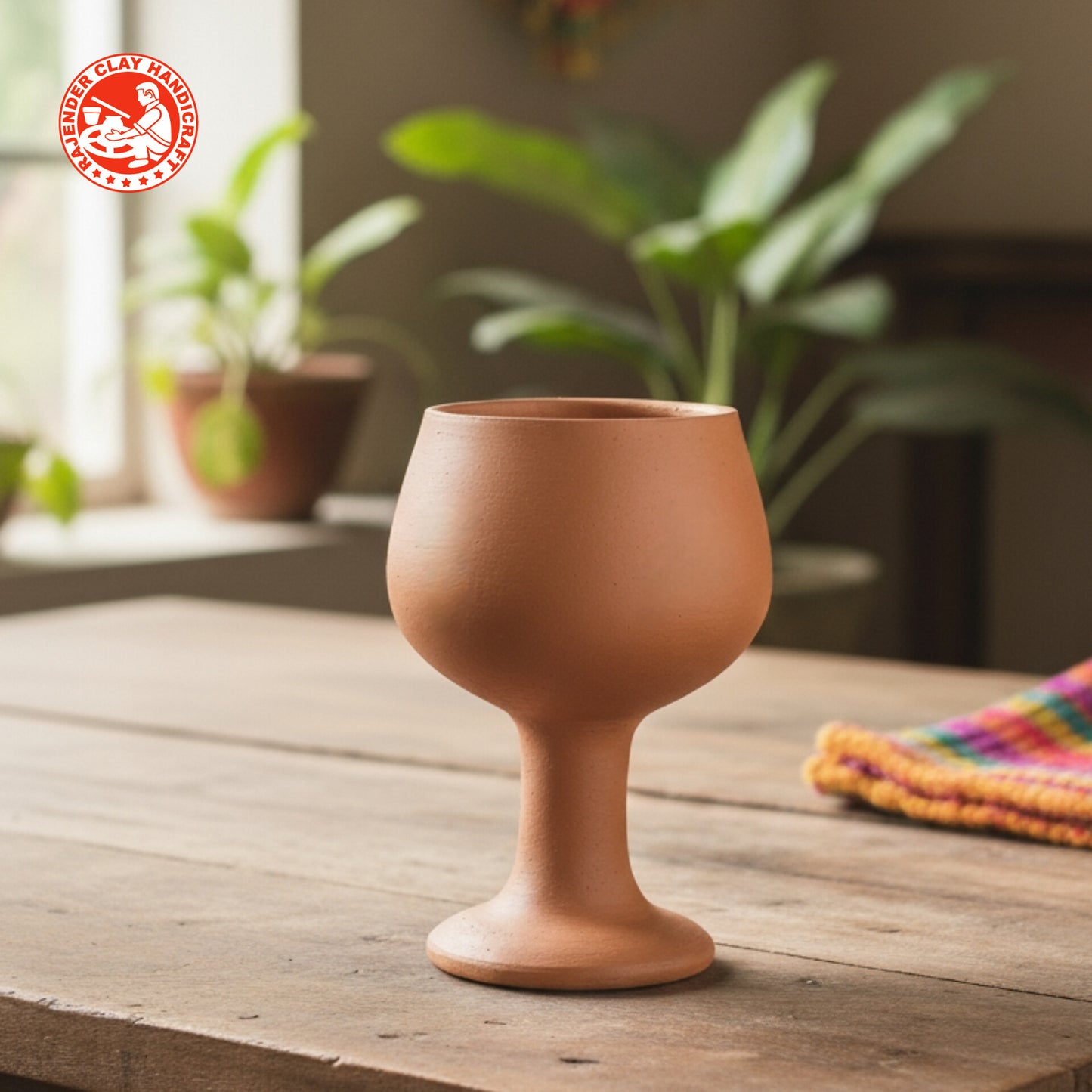 Handmade Tulip Glass by Rajender Clay Handicraft | Natural Earthen Drinkware | Eco-Friendly Mitti Glass for Water, Milk, Juices, Lassi & Beverages | Traditional Clay Glass for Regular Use