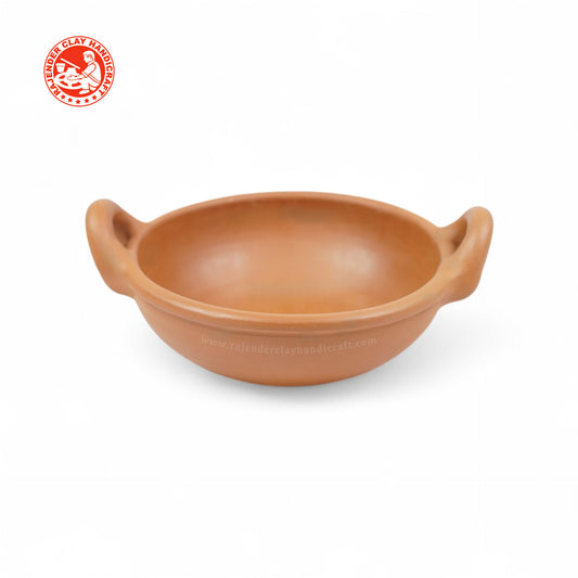 Indian Clay Wok Kadhai | 100% Pure Handmade Earthen Cookware for Healthy Cooking | Traditional Mitti Kadhai by Rajender Clay Handicraft