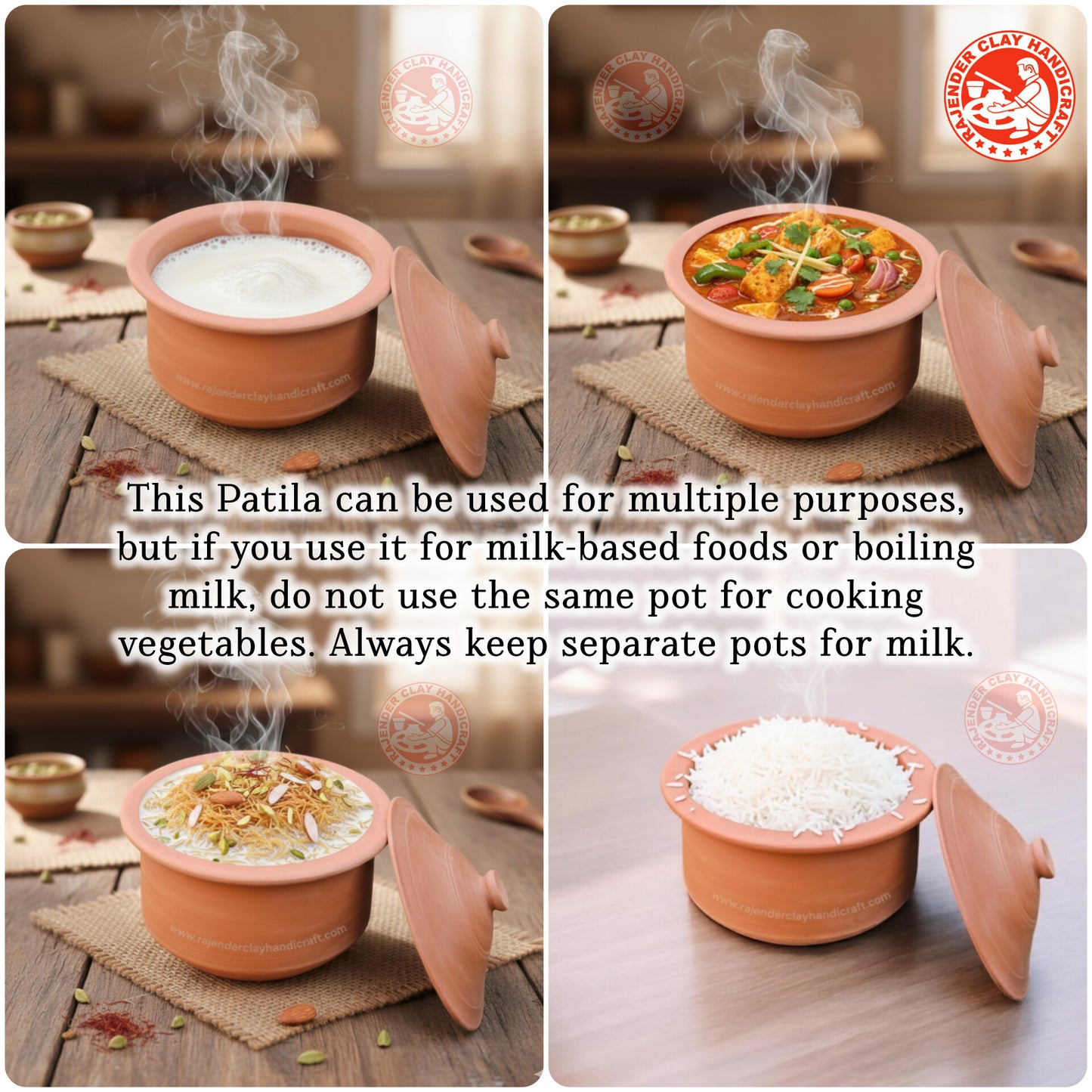 Mitti Patila for All Types of Cooking by Rajender Clay Handicraft – Handmade Organic Clay Pot