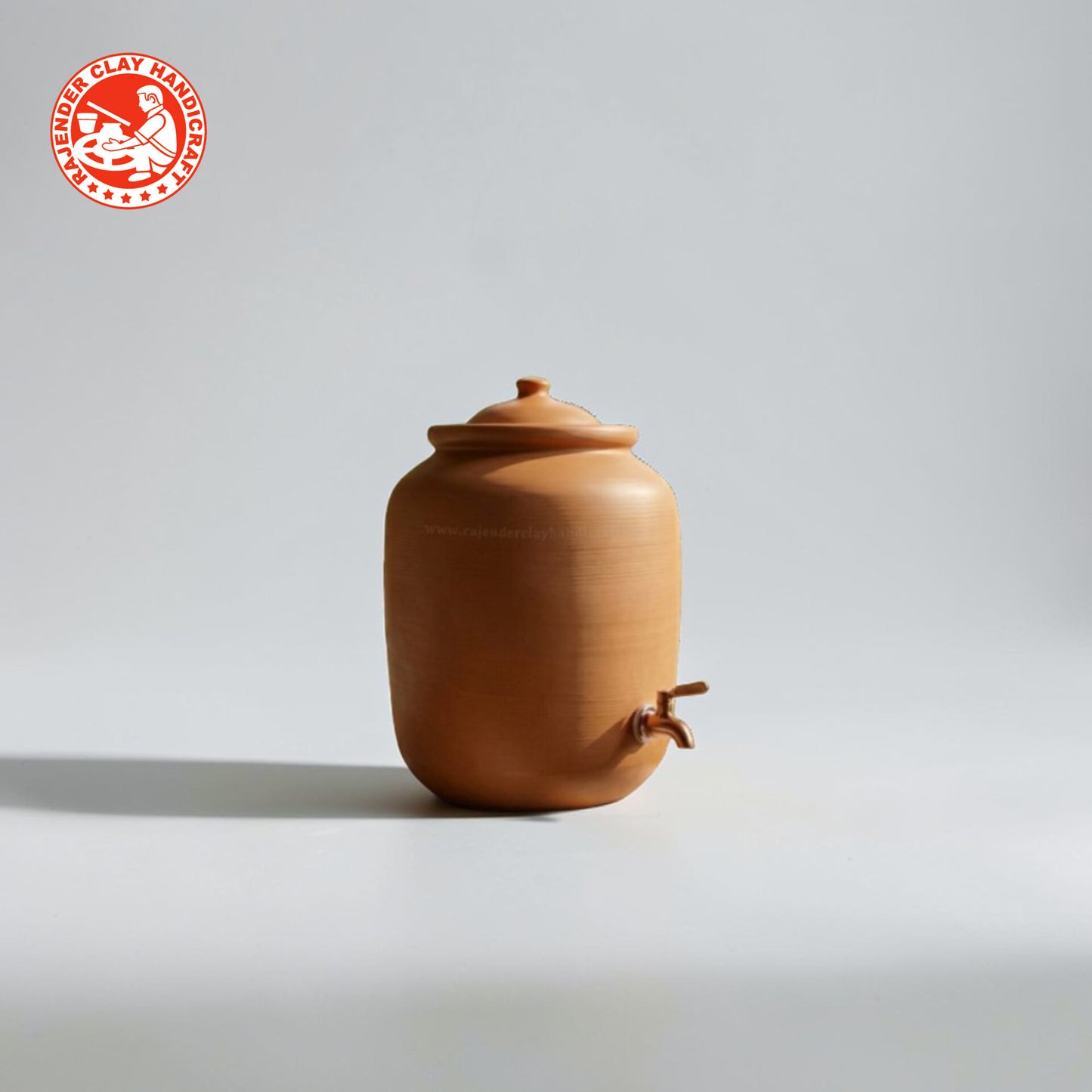 Mitti Water Jug with Metal Tap | 100% Handmade Clay Water Dispenser by Rajender Clay Handicraft | Eco-Friendly & Health-Friendly