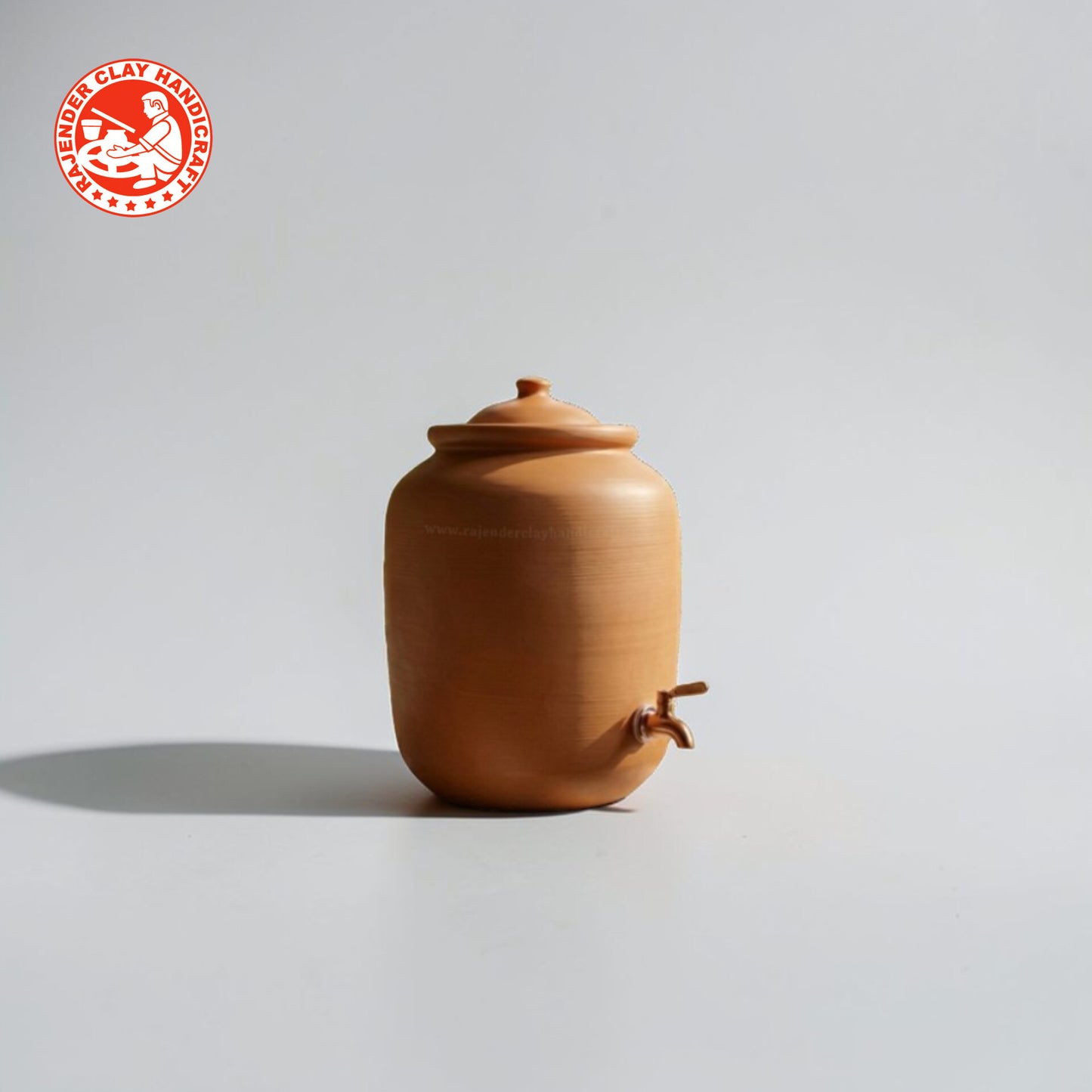 Mitti Water Jug with Metal Tap | 100% Handmade Clay Water Dispenser by Rajender Clay Handicraft | Eco-Friendly & Health-Friendly