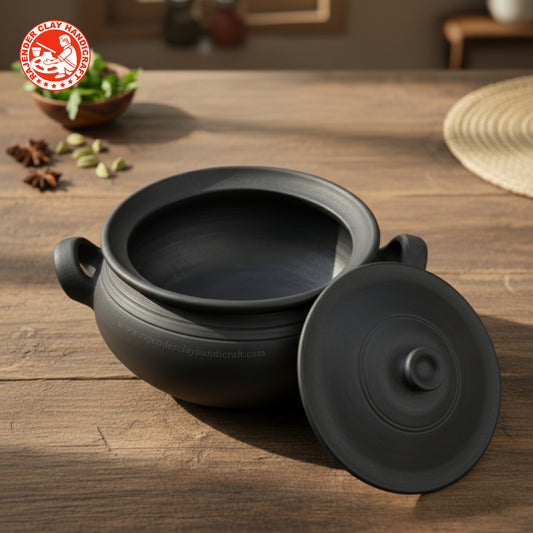 Black Kadhai by Rajender Clay Handicraft – Handmade Traditional Indian Cooking Pot