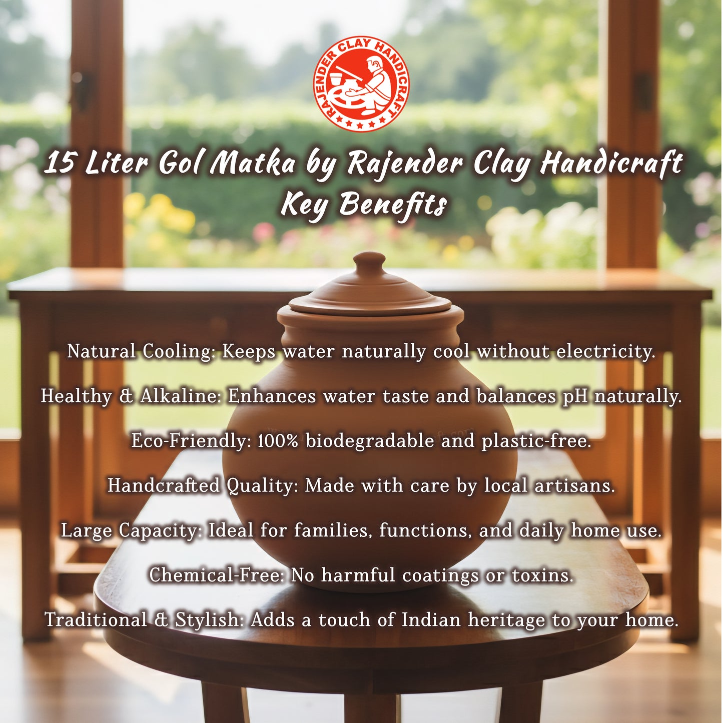 Mitti Gol Matka for Water – Handmade Eco-Friendly Clay Water Pot by Rajender Clay Handicraft